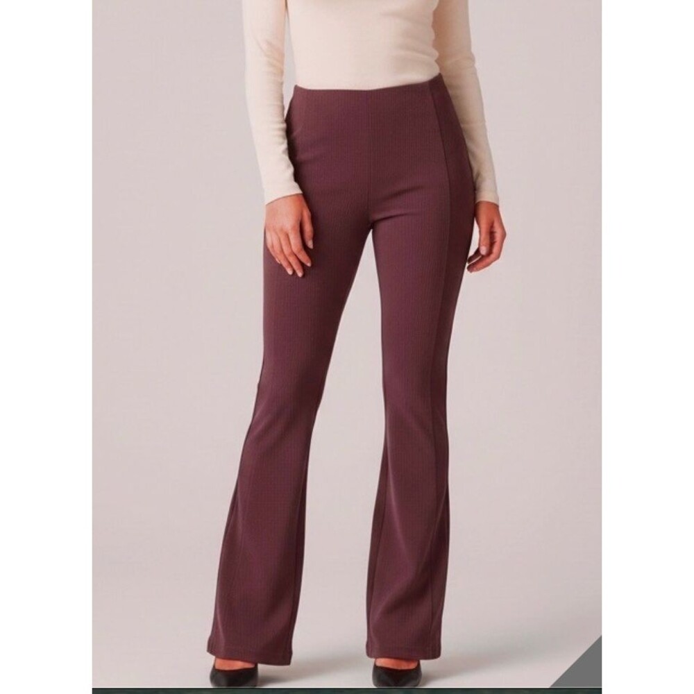 Lululemon Ribbed Softstreme Flared Pants Regular in Garnet Red Size 12 NEW